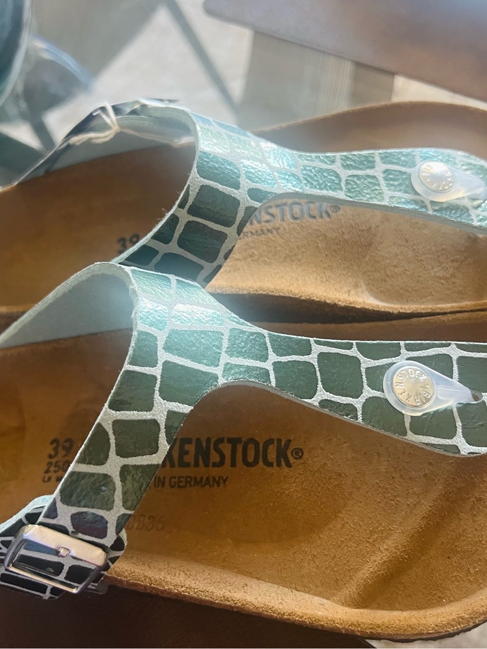 Birkenstock Black Gizeh Thong Sandals with Cork Footbed - Picture 2 of 7